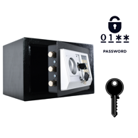 NIKCORP Oklopni kućni sef, elektronička brava i ključ, dimenzije 20 × 31 × 20 cm, čelik, crna