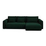 MAKAMII Zelena baršunasti sklopiva/s prostorom za odlaganje kutna garnitura (s desnim kutom/s ležaljkom) Kapua, 278x149x82 cm