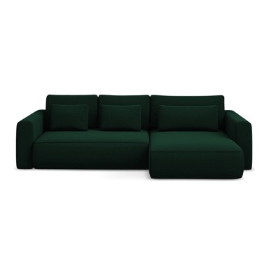 MAKAMII Zelena baršunasti sklopiva/s prostorom za odlaganje kutna garnitura (s desnim kutom/s ležaljkom) Kapua, 278x149x82 cm