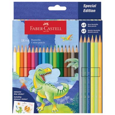 FABER-CASTELL Drvene boje 111222, Dino, 24 boje, blister pakiranje