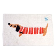 REX LONDON Crveno-bijela kupaonska prostirka 83x52,5 cm Sausage Dog