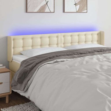 LED uzglavlje 203 x 16 x 78/88 cm od umjetne kože, krem