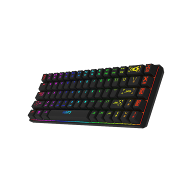 NIKCORP Gaming tipkovnica 65%, mehanička, bežična, 68 tipki, Outemu Red, RGB, Bluetooth, crna