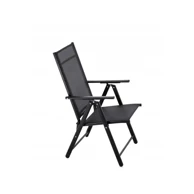 GARDEN LINE Sklopiva vrtna stolica, čelična, crna, 66 × 53 × 107 cm
