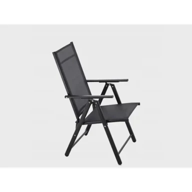 GARDEN LINE Sklopiva vrtna stolica, čelična, crna, 66 × 53 × 107 cm