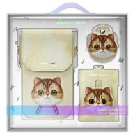 NIMMY Big Eyed Pet 2.0 Cat 3u1 komplet (torbica + novčanik + maskica za lokator), bež
