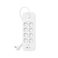 BELKIN Utičnica sa zaštitom od preopterećenja 8-putna, USB-A+C, 900J.SRB003VF2M