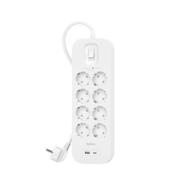 BELKIN Utičnica sa zaštitom od preopterećenja 8-putna, USB-A+C, 900J.SRB003VF2M