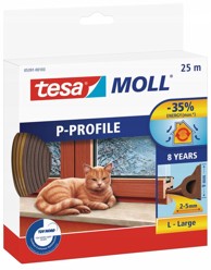 TESA Samoljepljiva gumena brtva za prozore i vrata, profil p, smeđa, 25 m