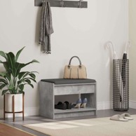 Klupa za hodnik s jastukom 63 x 38 x 45 cm, betonsko siva