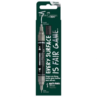 FABER-CASTELL Akrilni marker 185961, Multimarker Mirror obostrani, krom, blister pakiranje