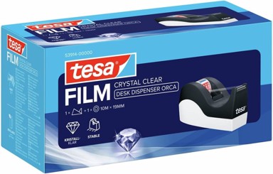 TESA stolni dispenzer ljepljive trake Easy Cut Orca s trakom tesafilm Crystal Clear, bijeli