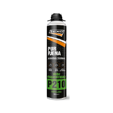 TEXO Poliuretanska pjena P210 750 ml, slabo ekspandirajuća, pištoljska, kutija 12 kom