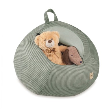 PLUSH NEST Torba za plišane igračke i dječji puf, premium kord, zelena