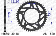 Stražnji aluminijski lančanik 165801-45 za lanac 520, 45 zubi, tvrdo eloksiran