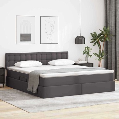Krevet s prostorom za pohranu s LED-om, sivi, 160 x 200 cm