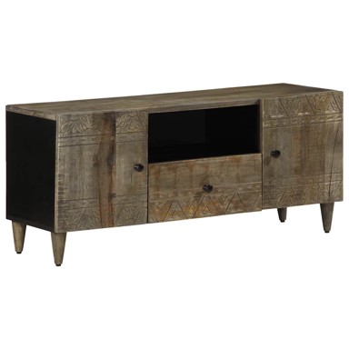 TV ormarić svijetlo sivi 105x33,5x46 cm puno drvo mango