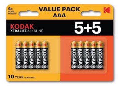 KODAK Alkalne baterije Xtralife, AAA, 10 komada (5+5)