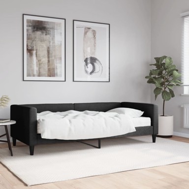 Dnevni krevet s madracem crni 90 x 190 cm od tkanine