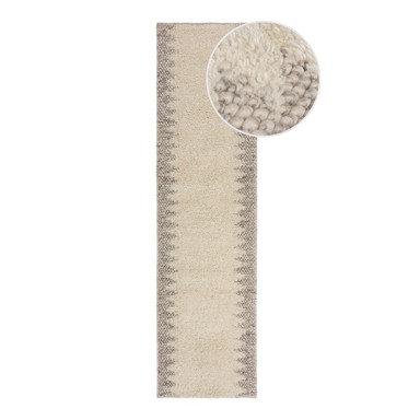 FLAIR RUGS Krem ručno rađena staza od mješavine vune 60x230 cm Minerals Border 