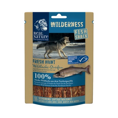 REAL NATURE Poslastica za pse Wilderness Fish snack Fresh Hunt losos 70 g