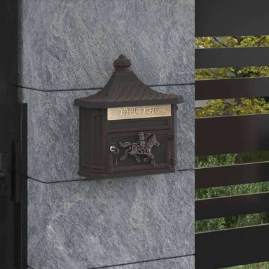 Poštanski sanduk, zidna montaža, 40.5 x 15.5 x 44 cm, metal, brončana