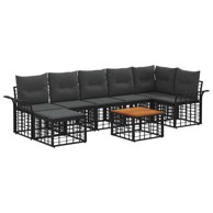 Set vanjskih sofa, 8 kom, poliester, sa stolom, crno-tamnosiva