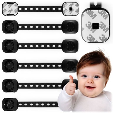 NORTHIX Sigurnosna brava za ormariće, Ricokids 798202, 6 kom, crna