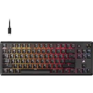 CORSAIR Gaming tipkovnica K70 Core TKL RGB, mehanička, Corsair OPX optički prekidači, žičana, RGB osvjetljenje, US raspored, crna