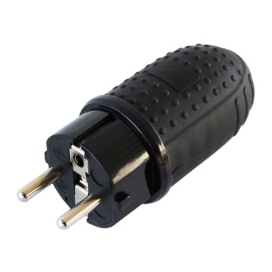 COMMEL Utikač s kontaktom za uzemljenje 16A 250V, gumeni, kutni