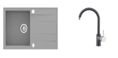 SINK SOLUTION Set sudoper i slavina Nica, sivi
