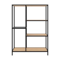 UNIQUE FURNITURE Crna/u prirodnoj boji biblioteka u dekoru hrasta 80x112x35 cm Altino