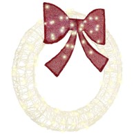 Božićni vijenac s LED lampicama toplo bijelo svjetlo 90 cm akril