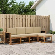 Set vanjskih sofa 5 kom, poliester, prirodna i bež