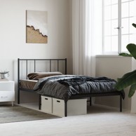 Metalni okvir za krevet s uzglavljem crni 107x203 cm