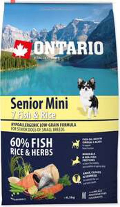 ONTARIO Hrana za pse Senior Dog Mini Breed 6,5 kg, riba i riža