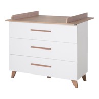 ROBA Bijela/u prirodnoj boji niska dječja komoda u dekoru hrasta s promjenjivim stolom 110x98 cm 
