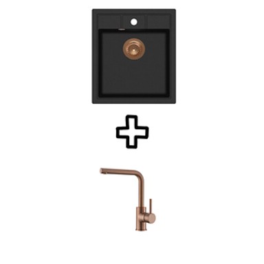 HELIKA Set Nova SQN100W + slavina Zora PVD, black metallic/bakar