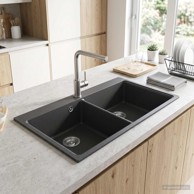 Sudoper s dvostrukom posudom Granite, 86 × 51 × 30 cm, grafitni