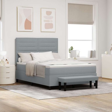 Box Spring krevet s madracem, svjetlosivi, 140x190 cm