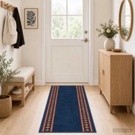 Trkački tepih tkani Dijamanti PP Flornes 80x450 cm 7 mm, plavi