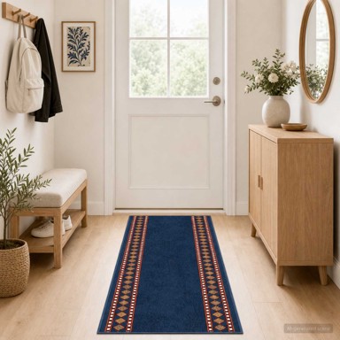 Trkački tepih tkani Dijamanti PP Flornes 80x450 cm 7 mm, plavi
