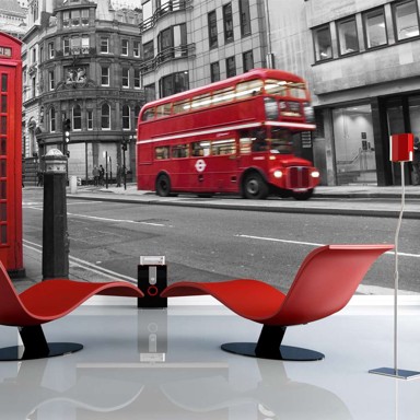 Foto tapeta Red bus and phone box in London 350x270