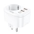 HOCO Punjač NS3, 2×USB QC3 3A + USB-C 20W PD + utičnica, bijeli