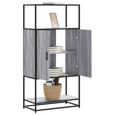 Visoka komoda siva Sonoma 68x35x139 cm Konstruirano drvo i metal