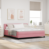 Box Spring Krevet s madracem, ružičasti, Super King, baršun