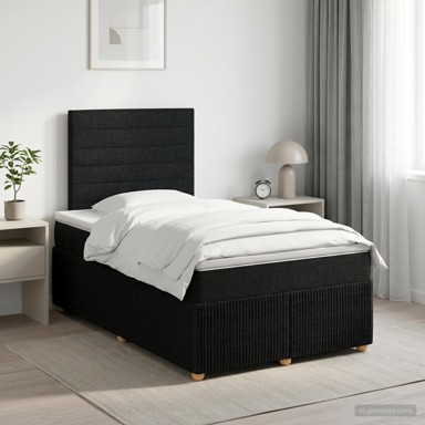 Boxspring krevet s madracem 120 x 190 cm, tkanina, crni