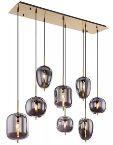 Viseća svjetiljka Blacky I, 8xE14, IP20, zlatno-crna