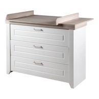 ROBA Bijela niska dječja komoda u dekoru brijesta s promjenjivim stolom 120x98 cm Felicia 