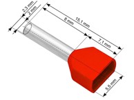 BLOW Izolirani konektor tuljak 43-085#, 2x1,0/8 mm, crveni, 100 kom